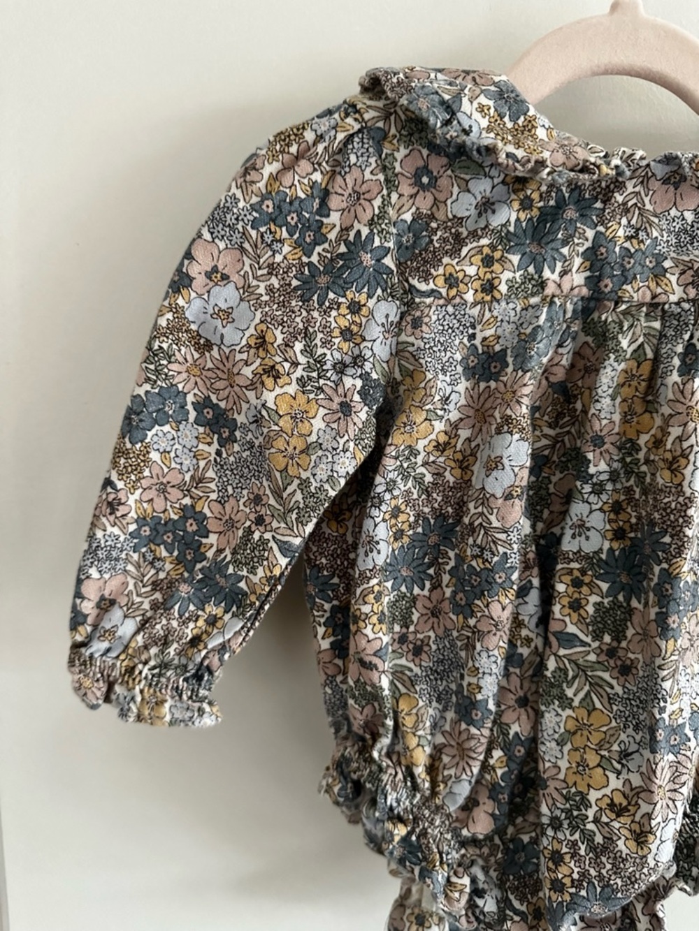 Blue mixed Floral Long-Sleeve Baby Romper